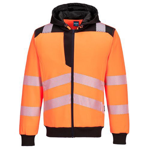 Bluza ostrzegawcza PW3 z kapturem, czarny/pomarańczowy