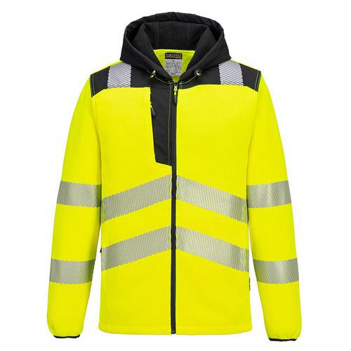 Ostrzegawczy polar z kapturem PW3, czarny/żółty