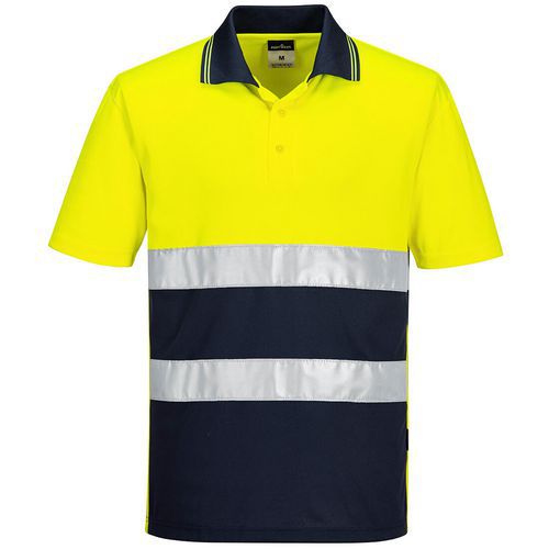 Lekka, ostrzegawcza koszulka Polo S/S, niebieski/żółty