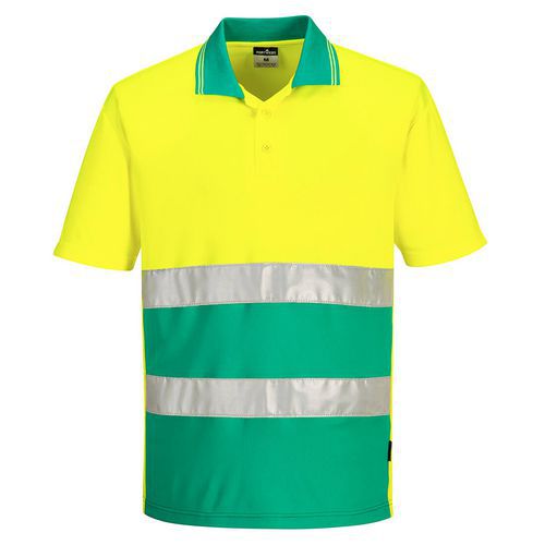 Lekka, ostrzegawcza koszulka Polo S/S, zielony/żółty