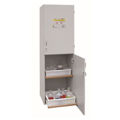 Szafki na kwasy i zasady StoreLAB SLS, 600 x 600 x 1935 mm, 2 przedziały, 4 półki Szafki na kwasy i zasady StoreLAB SLS, 600 x 600 x 1935 mm, 2 przedziały, 4 półki