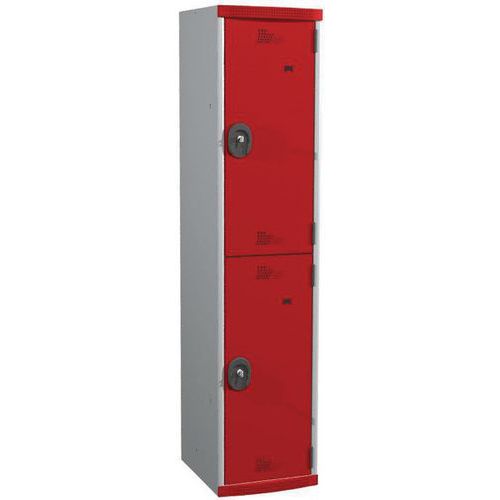 Szafy szatniowe Acial, o konstrukcji spawanej, 1 słupek, 2 boksy, 400 mm, zamek cylindryczny Szafy szatniowe Acial, o konstrukcji spawanej, 1 słupek, 2 boksy, 400 mm, zamek cylindryczny