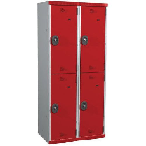Szafy szatniowe Acial, o konstrukcji spawanej, 2 słupki, 4 boksy, 400 mm, zamek cylindryczny Szafy szatniowe Acial, o konstrukcji spawanej, 2 słupki, 4 boksy, 400 mm, zamek cylindryczny