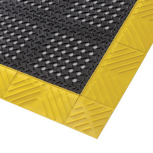 Diamond Flex Lok™ antyzmęczeniowe maty przemysłowe z perforowaną powierzchnią, czarno-żółte