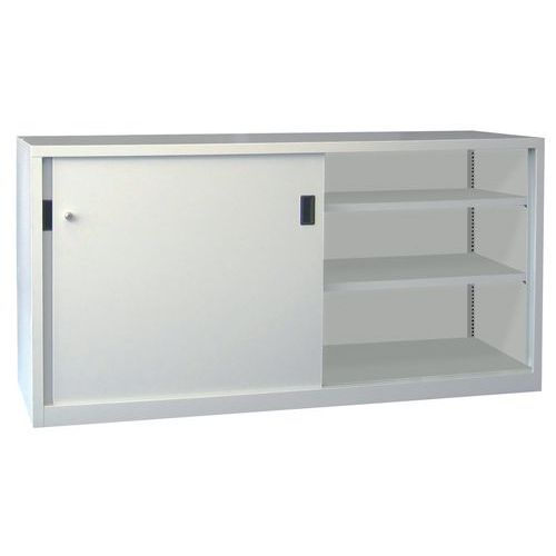 Niskie metalowe szafy aktowe Manutan Expert z drzwiami przesuwnymi, 180 x 105 x 45 cm