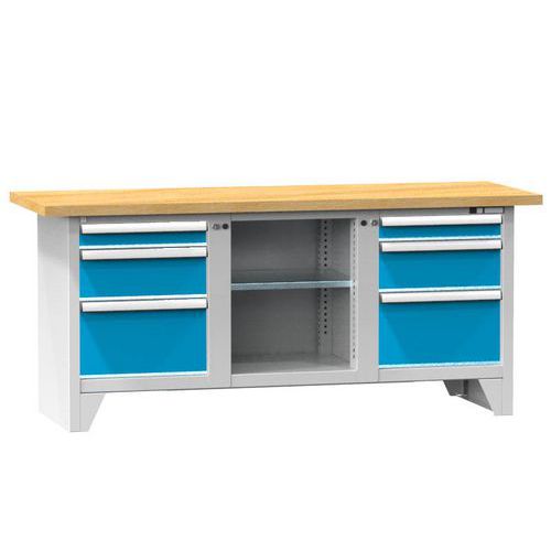 Stoły warsztatowe modułowe PS2-1M, 2000 x 700 x 880 mm, MULTIPLEX