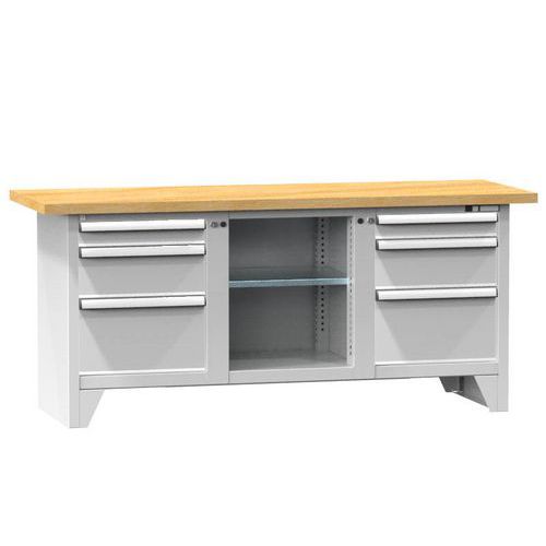 Stoły warsztatowe modułowe PS2-1M, 2000 x 700 x 880 mm, MULTIPLEX