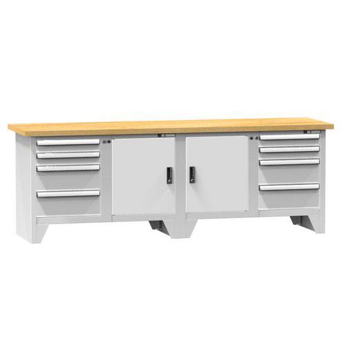 Stoły warsztatowe modułowe PS3-1, 2500 x 700 x 880 mm, BUK