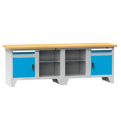 Stoły warsztatowe modułowe PS3-2, 2500 x 700 x 880 mm, BUK