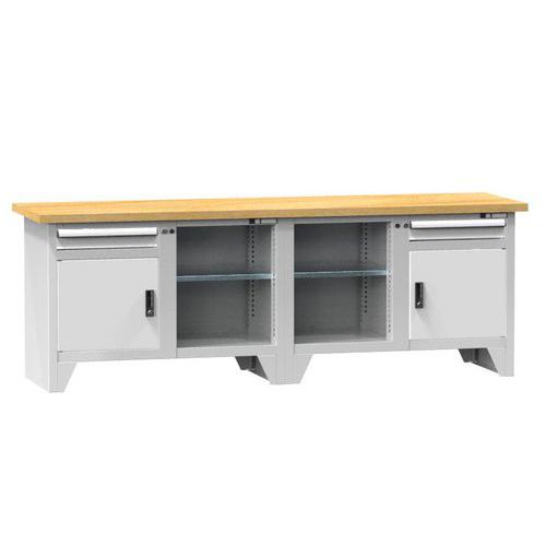 Stoły warsztatowe modułowe PS3-2, 2500 x 700 x 880 mm, BUK
