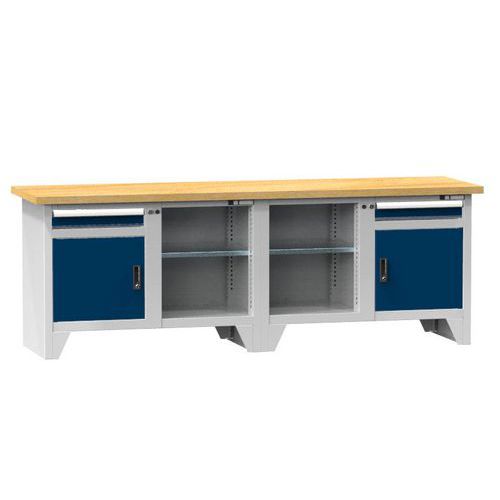 Stoły warsztatowe modułowe PS3-2M, 2500 x 700 x 880 mm, MULTIPLEX Stoły warsztatowe modułowe PS3-2M, 2500 x 700 x 880 mm, MULTIPLEX