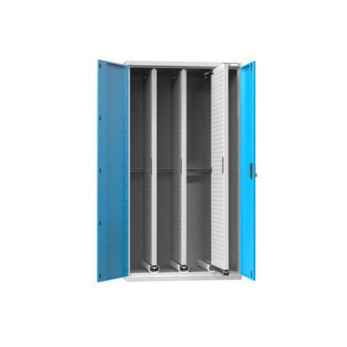 Szafki pionowe z wysuwanymi panelami perforowanymi, 1044 x 655 x 1950 mm, 3 x panel