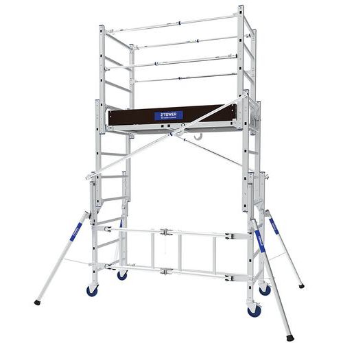 Aluminiowe rusztowanie jezdne Z-Tower Tubesca-Comabi, długość podestu 1,3 m, wysokość robocza 3,8 m