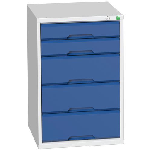 Szafki warsztatowe z szufladami Bott Verso, wysokość 80 cm, 5 szuflad