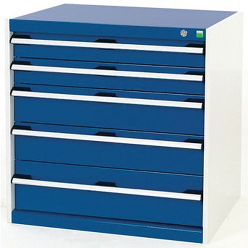 Szafki warsztatowe z szufladami Bott Cubio, 80 x 80 x 52,5-75 cm, 5 szuflad