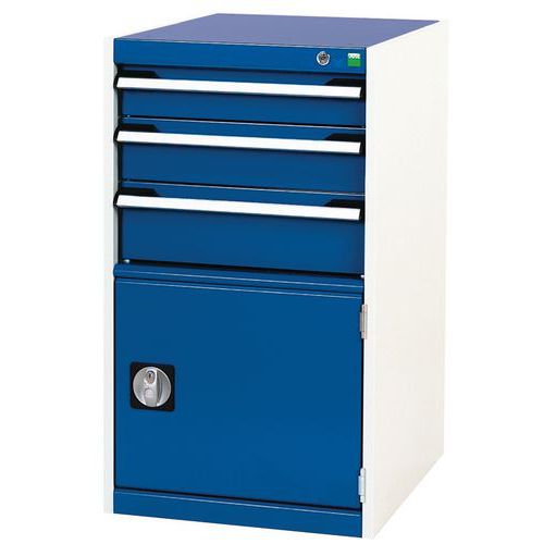 Warsztatowe szafki z szufladami Bott Cubio, 90 x 52,5 x 52,5-65 cm, 3 szuflady, 1 szafka