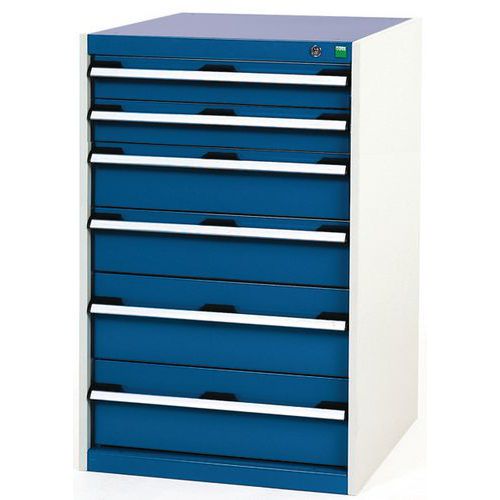Warsztatowe szafki z szufladami Bott Cubio, 100 x 65 x 52,5-75 cm, 6 szuflad