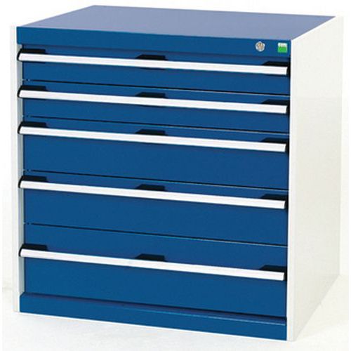 Szafki warsztatowe z szufladami Bott Cubio, 80 x 80 x 52,5-75 cm, 5 szuflad