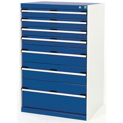 Warsztatowe szafki z szufladami Bott Cubio, 120 x 80 x 52,5-75 cm, 7 szuflad