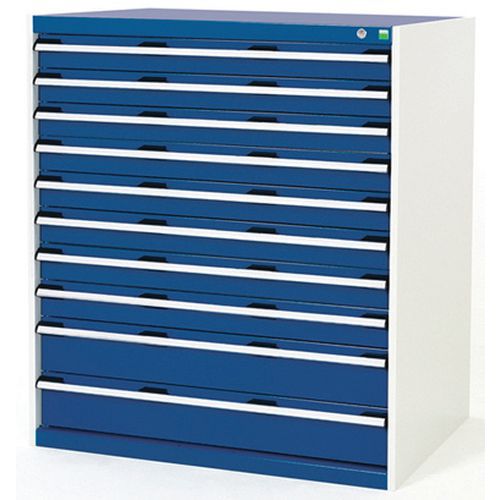 Szuflady warsztatowe Bott Cubio, 120 x 105 x 65-75 cm, 10 szuflad