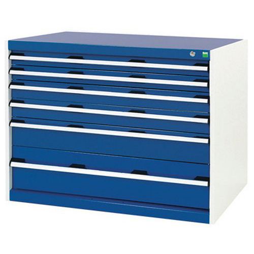 Szafki warsztatowe z szufladami Bott Cubio, 80 x 105 x 65-75 cm, 6 szuflad