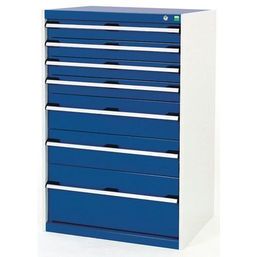 Warsztatowe szafki z szufladami Bott Cubio, 120 x 80 x 52,5-75 cm, 7 szuflad