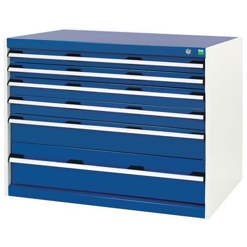 Szafki warsztatowe z szufladami Bott Cubio, 80 x 105 x 65-75 cm, 6 szuflad
