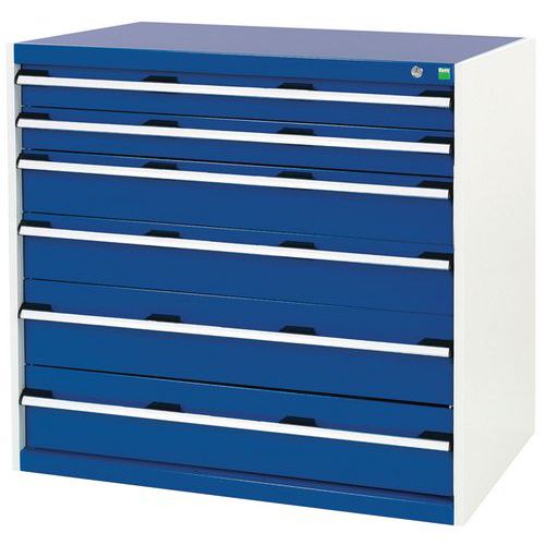 Szafki warsztatowe z szufladami Bott Cubio, 100 x 105 x 65-75 cm, 6 szuflad