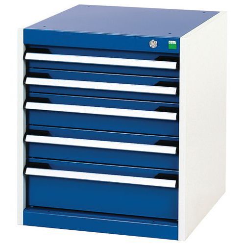 Warsztatowe szafki z szufladami Bott Cubio, 60 x 52,5 x 52,5-65 cm, 5 szuflad