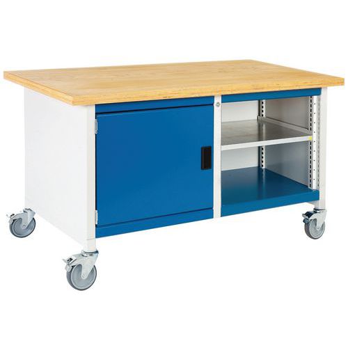 Mobilny stół warsztatowy Bott Cubio Storage, 84 x 150 x 75 cm, szafka, otwarta przestrzeń z półką