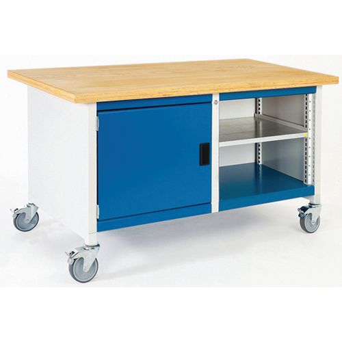 Mobilny stół warsztatowy Bott Cubio Storage, 84 x 150 x 75 cm, szafka, otwarta przestrzeń z półką