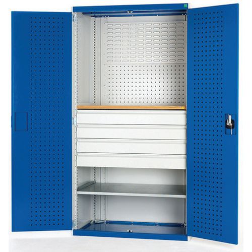 Szafki warsztatowe z szufladami Bott Cubio 160, multiplex, wys. 200 cm
