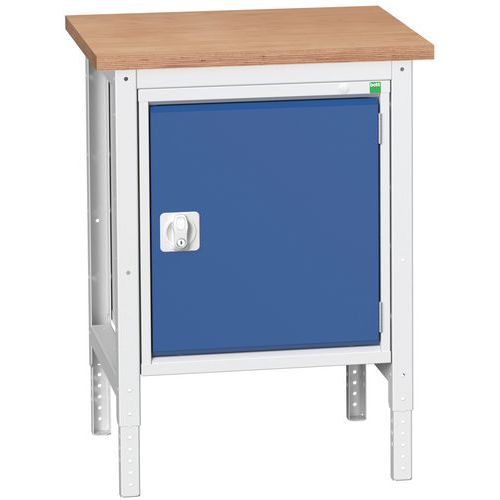 Stoły warsztatowe Bott Verso z szafką, szerokość 70 cm, regulacja wysokości, multipleks/linoleum