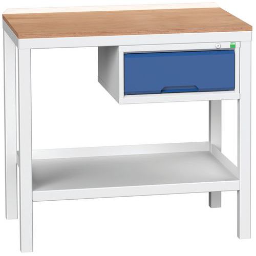 Stoły warsztatowe Bott Verso Weld z szufladą, szer. 100 i 150 cm, multipleks/stal