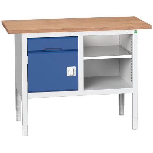 Stoły warsztatowe Bott Verso Storage, 83-93 x 125 x 60 cm, różne wyposażenie, multipleks