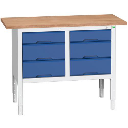 Stoły warsztatowe Bott Verso Storage, 83-93 x 125 x 60 cm, różne wyposażenie, multipleks