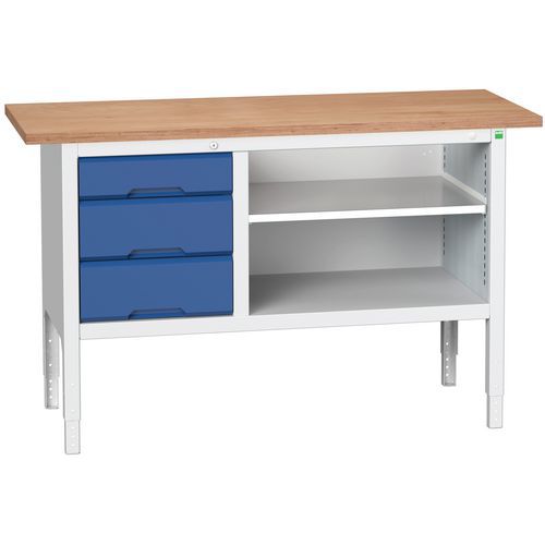 Stoły warsztatowe Bott Verso Storage, 83-93 x 150 x 60 cm, różne wyposażenie, multipleks