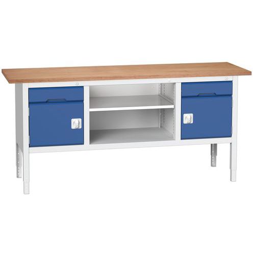 Stoły warsztatowe Bott Verso Storage, 83-93 x 200 x 60 cm, różne wyposażenie, multipleks