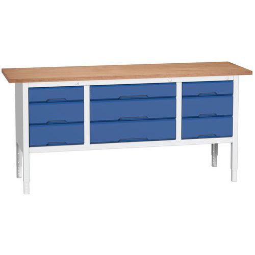Stoły warsztatowe Bott Verso Storage, 83-93 x 200 x 60 cm, różne wyposażenie, multipleks