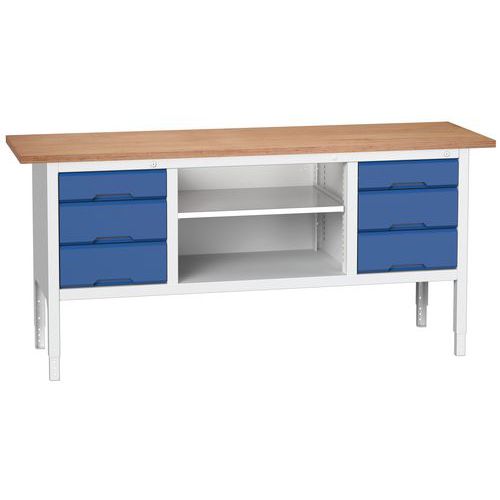 Stoły warsztatowe Bott Verso Storage, 83-93 x 200 x 60 cm, różne wyposażenie, multipleks