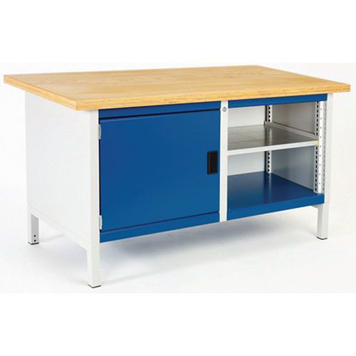 Stół warsztatowy Bott Cubio Storage, 84 x 150 x 75 cm, 1 szafka, część otwarta z półką, linoleum/sklejka