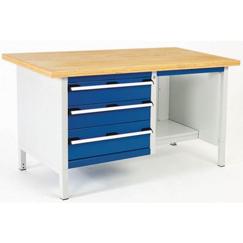 Stół warsztatowy Bott Cubio Storage, 84 x 150 x 75 cm, 3 szuflady, półki, linoleum/sklejka
