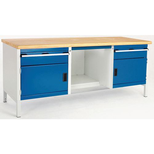 Stół warsztatowy Bott Cubio Storage, 84 x 200 x 75 cm, 2 szafki, 2 szuflady, półki, multipleks/linoleum