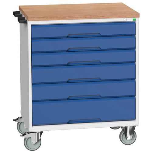 Stoły z szufladami mobilnymi Bott Verso, 98 x 80/105 x 55/60 cm, 6 szuflad, multipleks/linoleum/mat