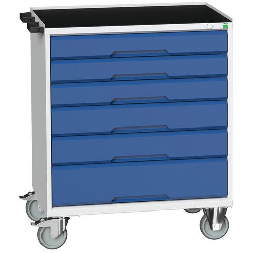 Stoły z szufladami mobilnymi Bott Verso, 98 x 80/105 x 55/60 cm, 6 szuflad, multipleks/linoleum/mat