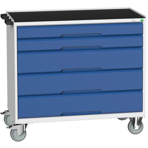 Stoły z szufladami mobilnymi Bott Verso, 98 x 80/105 x 55/60 cm, 5 szuflad, multipleks/linoleum/mata