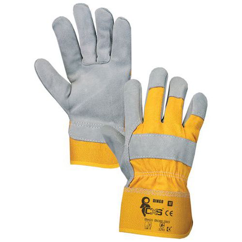 Rękawice skórzane CXS, szare/żółte