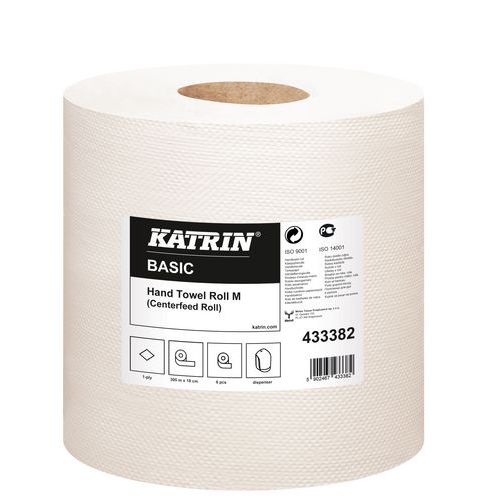 Ręczniki papierowe Katrin Basic M 1-warstwowe, 300 m, szare, 6 szt.