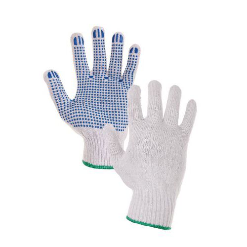Rękawice bawełniane CXS nakrapiane, białe/niebieskie