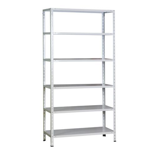 Regały metalowe Arzal, podstawowe, 200 x 100 x 40-50 cm, 1500 kg, 6 półek, białe Regały metalowe Arzal, podstawowe, 200 x 100 x 40-50 cm, 1500 kg, 6 półek, białe